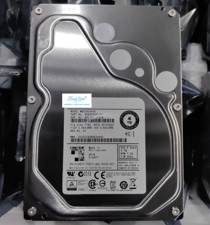 

For Dell 4TB SAS 7200RPM 12GYY 3.5 MG03SCA400 012GYY server hard drive 128M 4T HDD