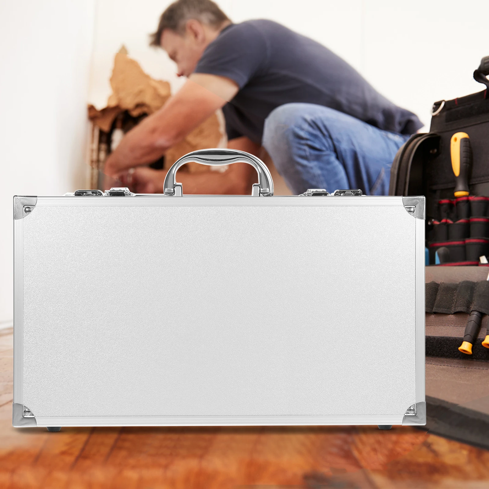 

Large Capacity Aluminum Alloy Tool Box Medicine Storage Case Portable With Safety Clasp For Home Hospital Garage First Aid Scarf