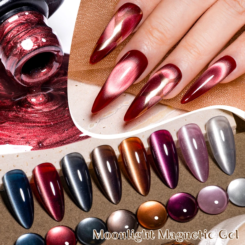 MEET ACROSS 7ml Transparent Moonlight Cat Magnetic Gel Maillard Autumn Winter Semi Permanant Soak Off Nail Art Varnish For Nails