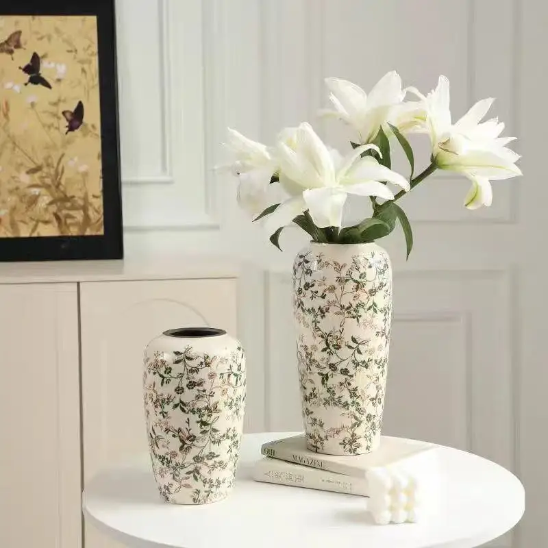 Neue Chinesische Porzellanvase im Vintage-Retro-Stil, Keramik-Blumenvase für Wohnzimmer-Dekoration