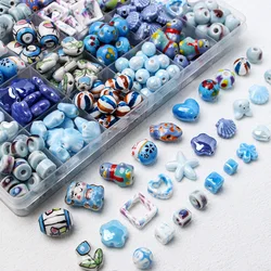 Small Fresh Japanese Ceramic Blue Series Loose Beads DIY Hand-beaded Necklace Bracelet Bead