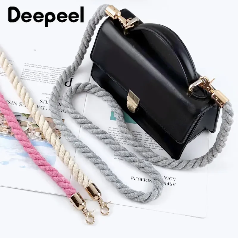 Deepeel 120cm Cotton Rope Cords Buckles Bag Strap for Women Handbag Handles Crossbody Chains Replacement DIY Parts Accessory