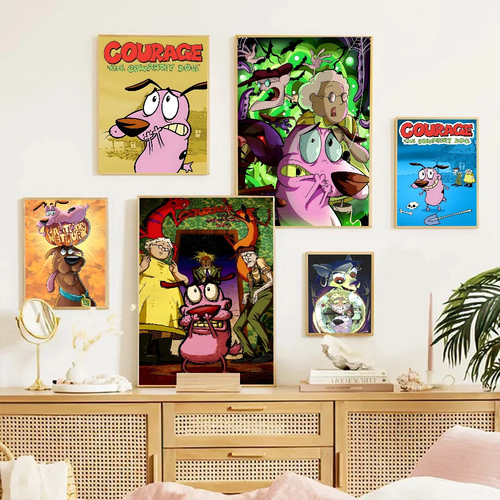 Cartoon T-COURAGE C-Cowardly Dogs Good Quality Prints and Posters Vintage Room Bar Cafe Decor Home Decor