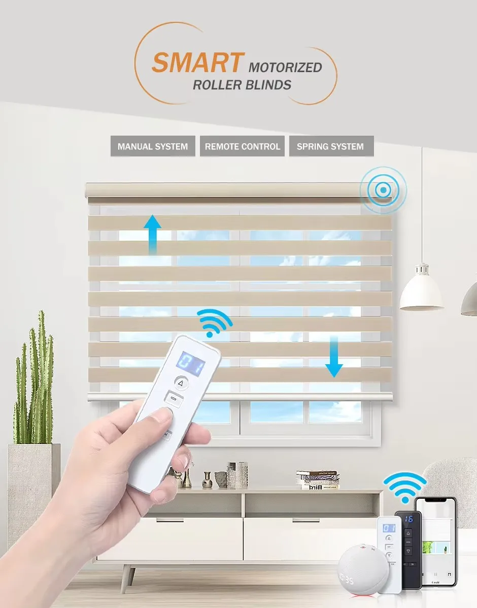عالية الجودة مقاوم للماء مقاومة للحريق بمحركات لاسلكية للتحكم عن بعد ليلا ونهارا زيبرا الستائر للحمام #2