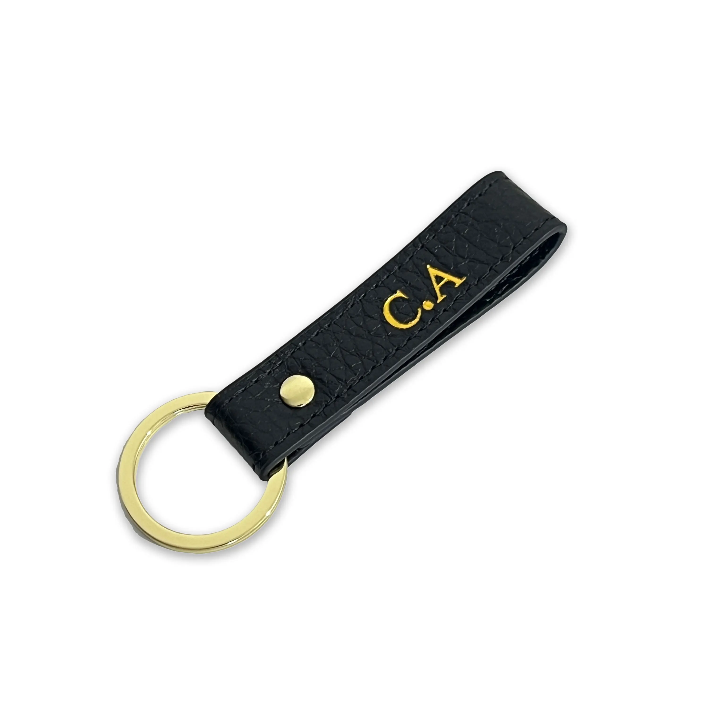 Free Customized Initial Letters Leather Keychain For Women Men Car Key Pebble Pattern Key Holder High Grade Keychain Key Ring