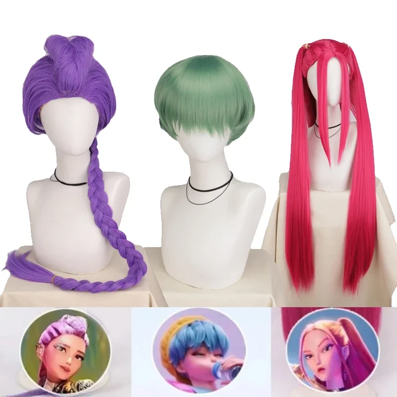 Anime Kpop Demon Zoey Hunters Cosplay Rumi Superstar Mira Cosplay Wig Huntrix Girl Group Wig Baby Women Hallowen Party Roleplay