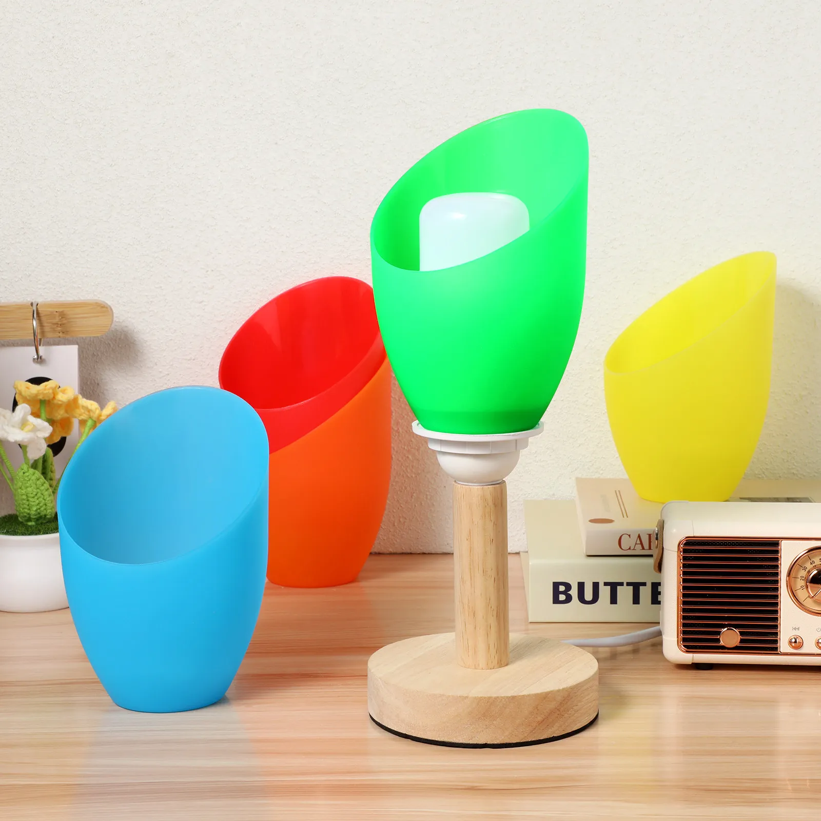 

5Pcs Plastic Lamp Shade Simple Inclined Head Cover for Bedside Desk Lamp Replacement Light Cover Dustproof Warm Atmosphere