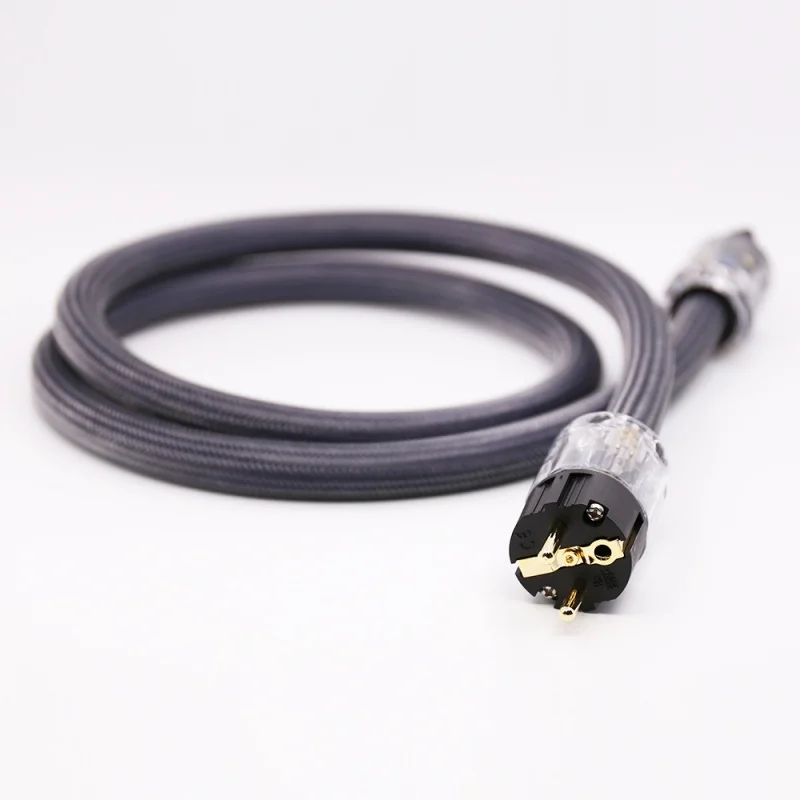 Hi-End 4Square Hifi Audio Power Cord Pure Copper Power Cable with EU/US Power Plug Adapter