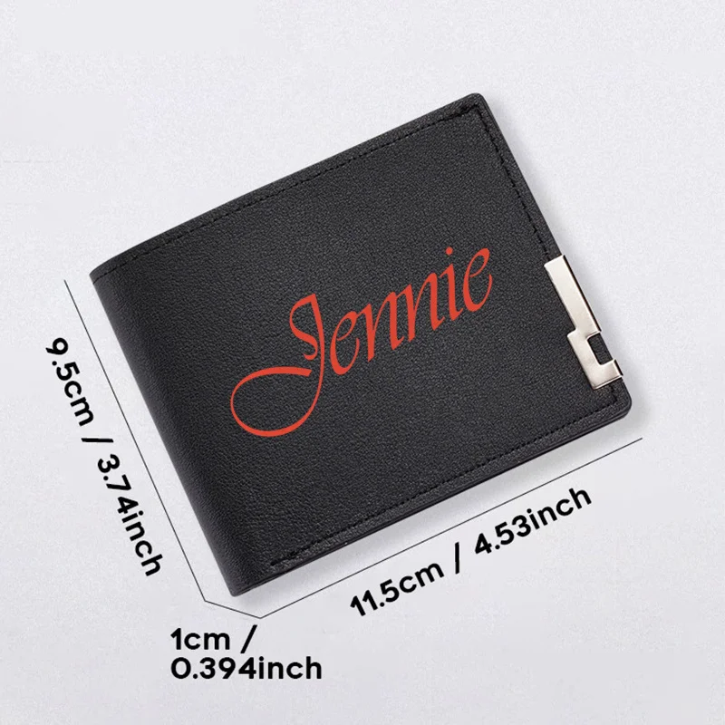 Portafoglio Jennie Signature in PU nero Design minimalista Vestibilità slim Durevole Accessorio compatto da uomo in stile business quotidiano