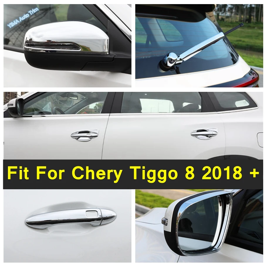 

Rearview Mirror Shell / Rain Shade Rainproof Blades / Door Handle Cover Trim Chrome Accessories For Chery Tiggo 8 2018 - 2022