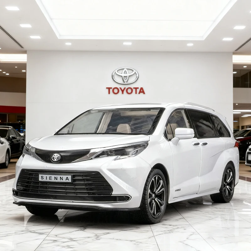 Novo 1:24 toyota sienna mpv liga modelo de carro som e luz puxar para trás brinquedo das crianças colecionáveis presente aniversário