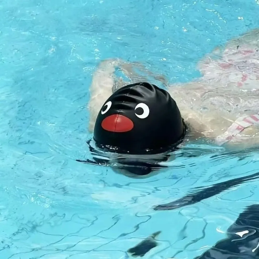Elastische Pinguin-Badekappe, wasserdicht, bequem, kein Haarziehen, vergrößerte Silikon-Badekappe für den professionellen Einsatz – Detail 10
