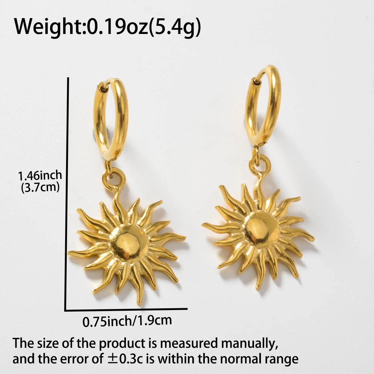 

Simple Stainless Steel 18K Gold Plated Sun Charm Pendant Earring for Women Fashion Round Circle Geometric Earrings Jewelry