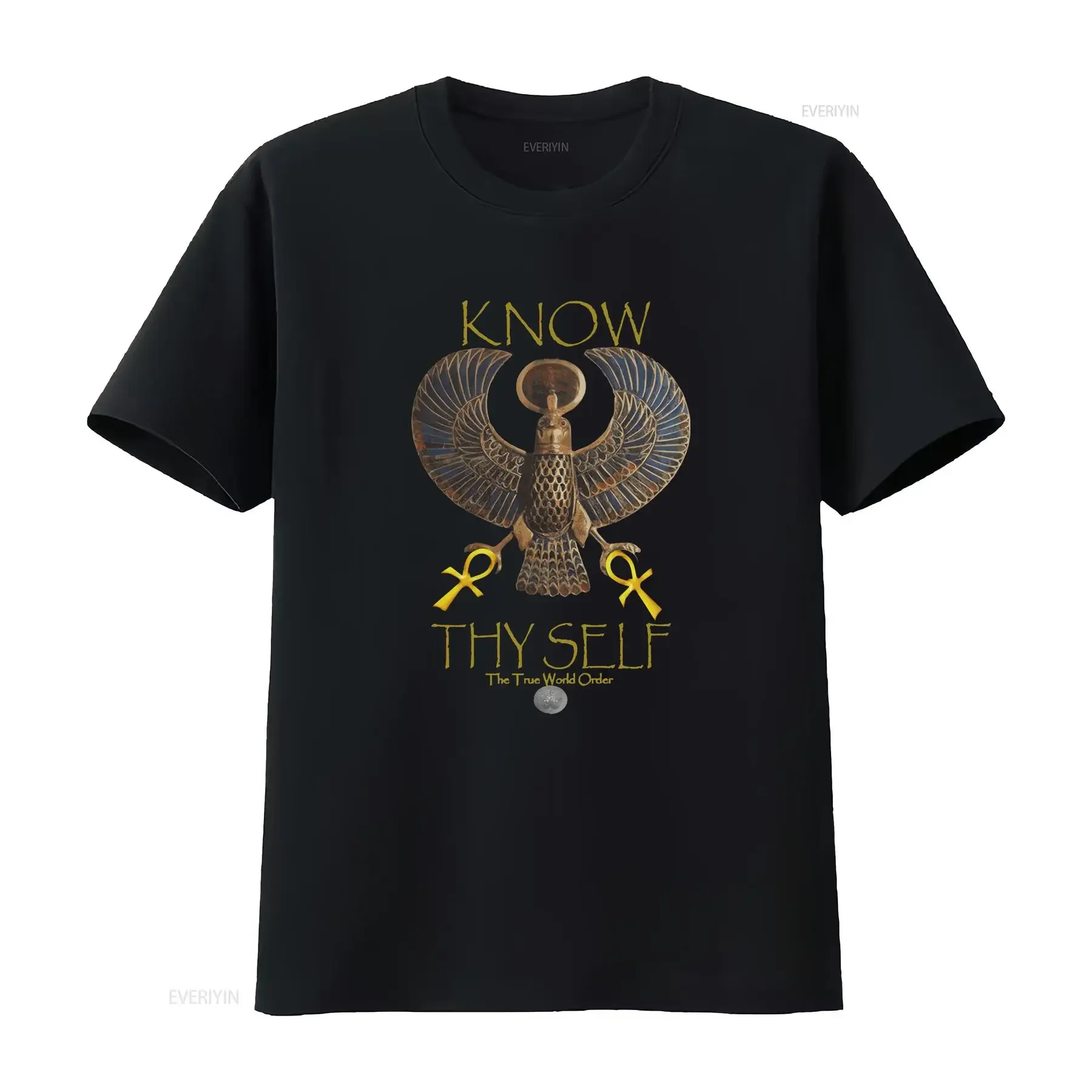 The True World Order Heru 2 Golden Ankhs Know Thy Self  T Shirt vintage Washed designer clothes Stylish Breathable Versatile