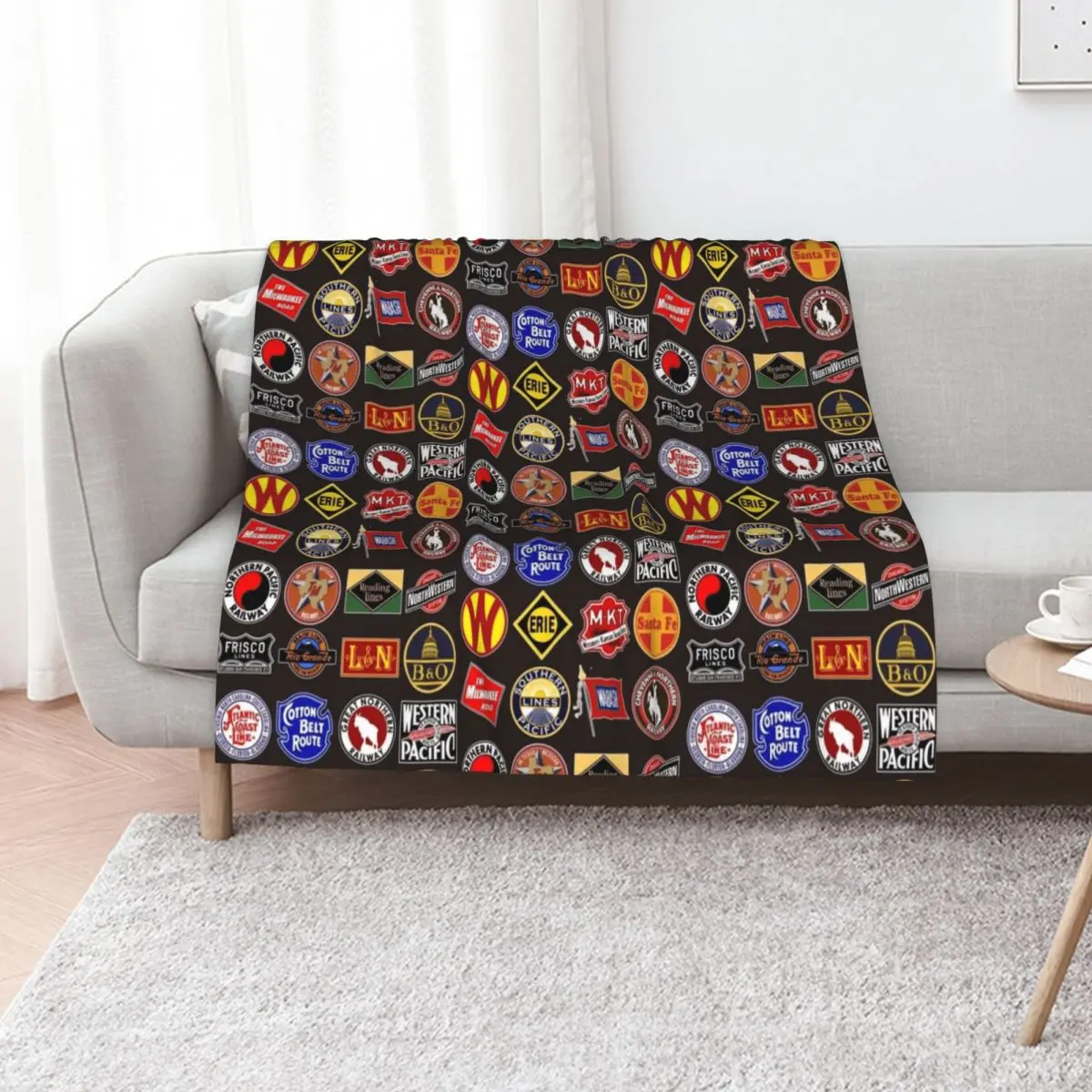 Vintage defunct Railroad Railway logos - Trains hobby Throw Blanket Nap Baby halloween Bed covers Summer Beddings Heavy Blankets