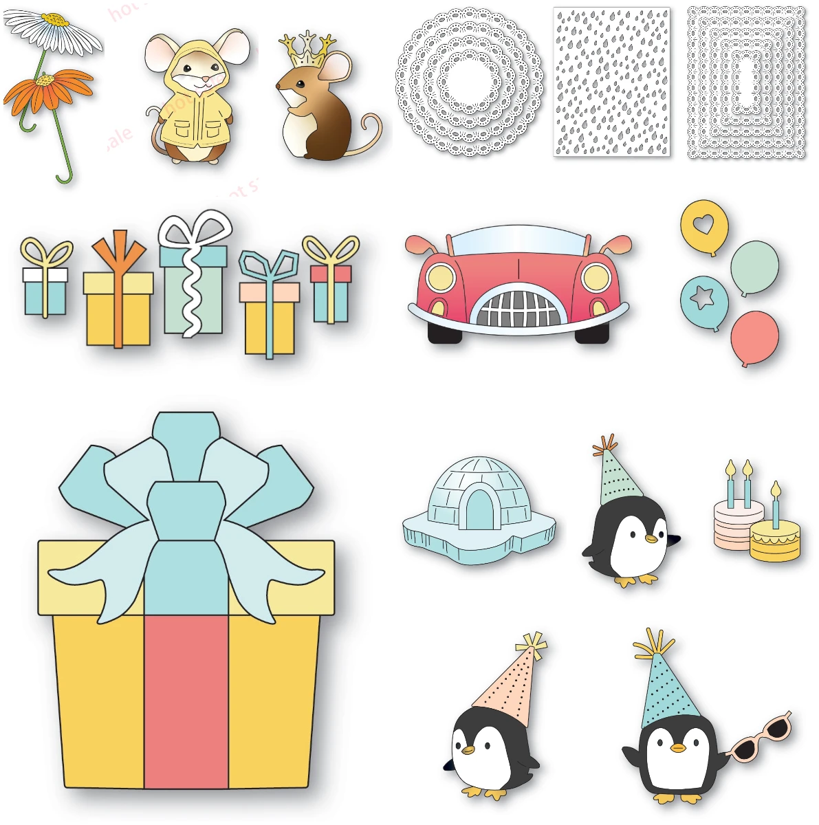 

Festive Balloons Happy Birthday Gift Easter Cutting Dies Scrapbook Diary Decoration Stencil Embossing Template DIY Greeting