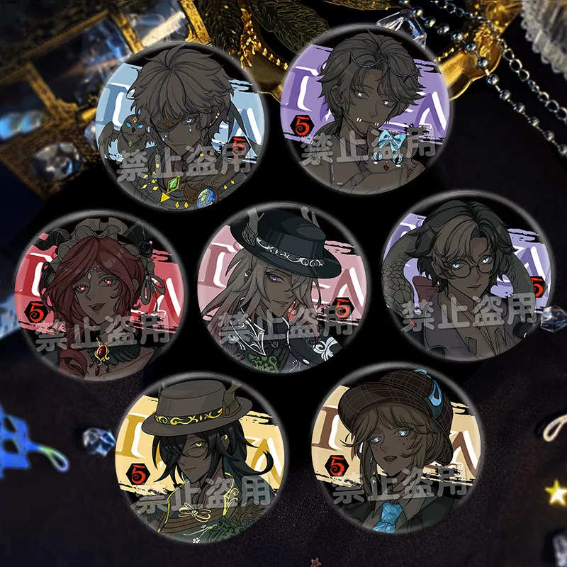 

58mm/75mm Game Identity V Reflection Double Flash Badge Gardener/Priestess/Seer/Embalmer Goods Bag Pendant Decoration