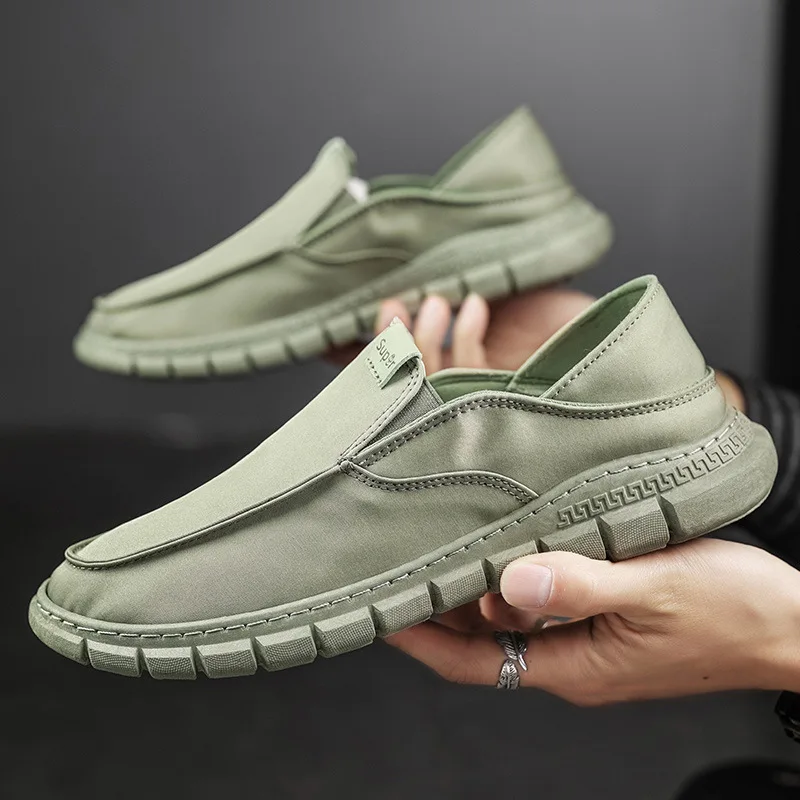 

Old Beijing Cloth Shoes Ice Silk Slip-On Men's Breathable Fashionable Versatile Comfortable Low Cut Canvas Shoes for Spring