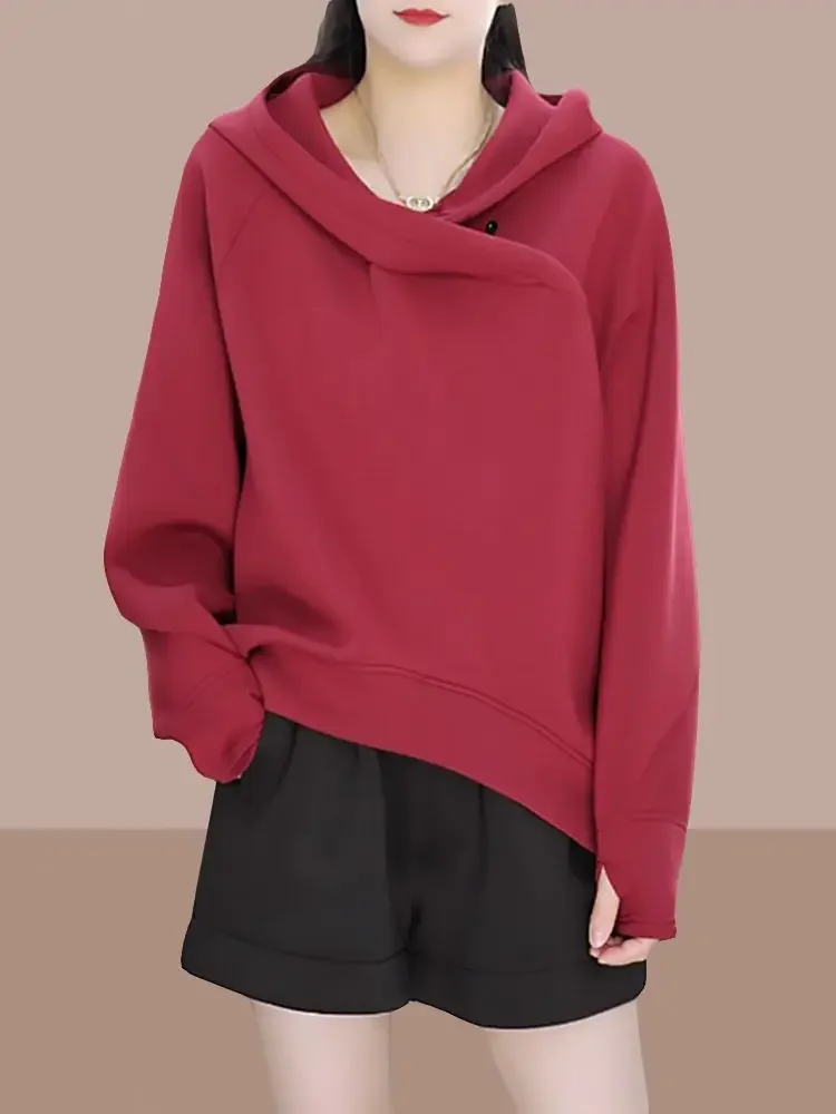 

Baggy Female Top Loose Hoodies Spring and Autumn Women's Hooded Sweatshirts Plain Korean Popular Clothes Casual Sport E Fashion