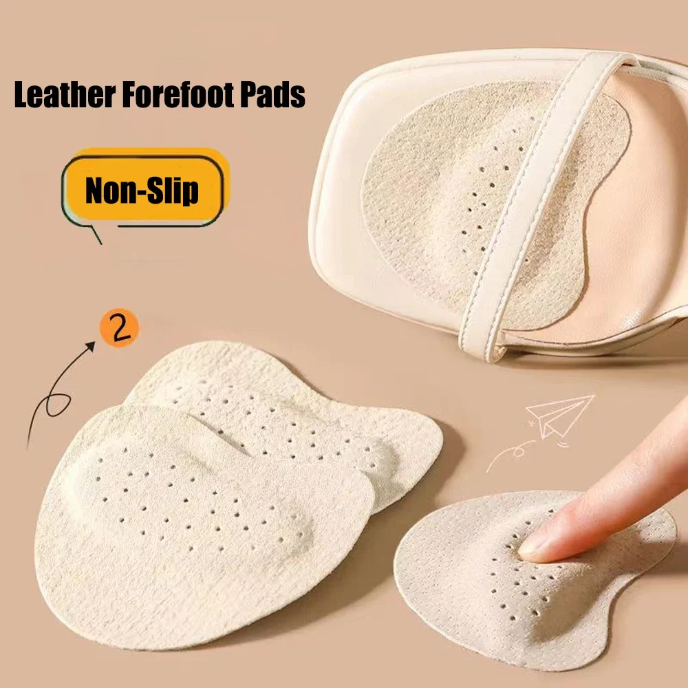 Leather Anti-Slip Half Insoles for Shoes Women Sandals High Heels Non-slip Stickers Inserts Self-Adhesive Forefoot Cushion Pads