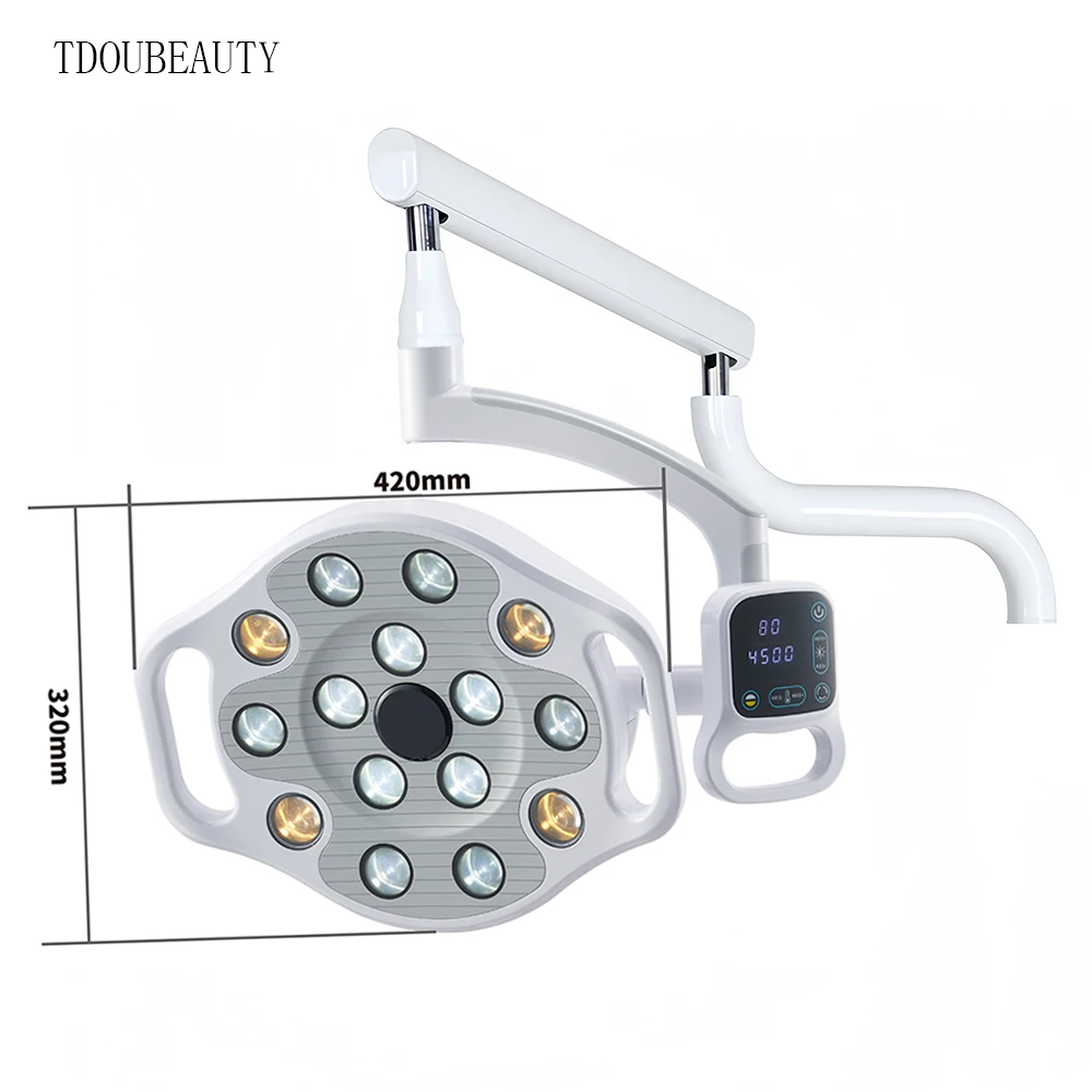TDOUBEAUTY 80000Lux Dental Shadowless Lamp, 15‑LED Chair‑Mounted Surgical Exam Light for Oral Therapy & Dental Clinic