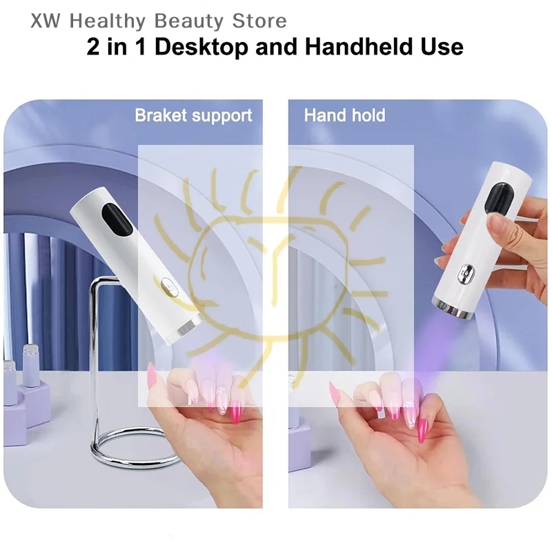 

Портативная магнитная белая УФ-лампа для ногтей, ручная USB перезаряжаемая лампа для гелевых ногтей, съемная и используемая для профессионального использования