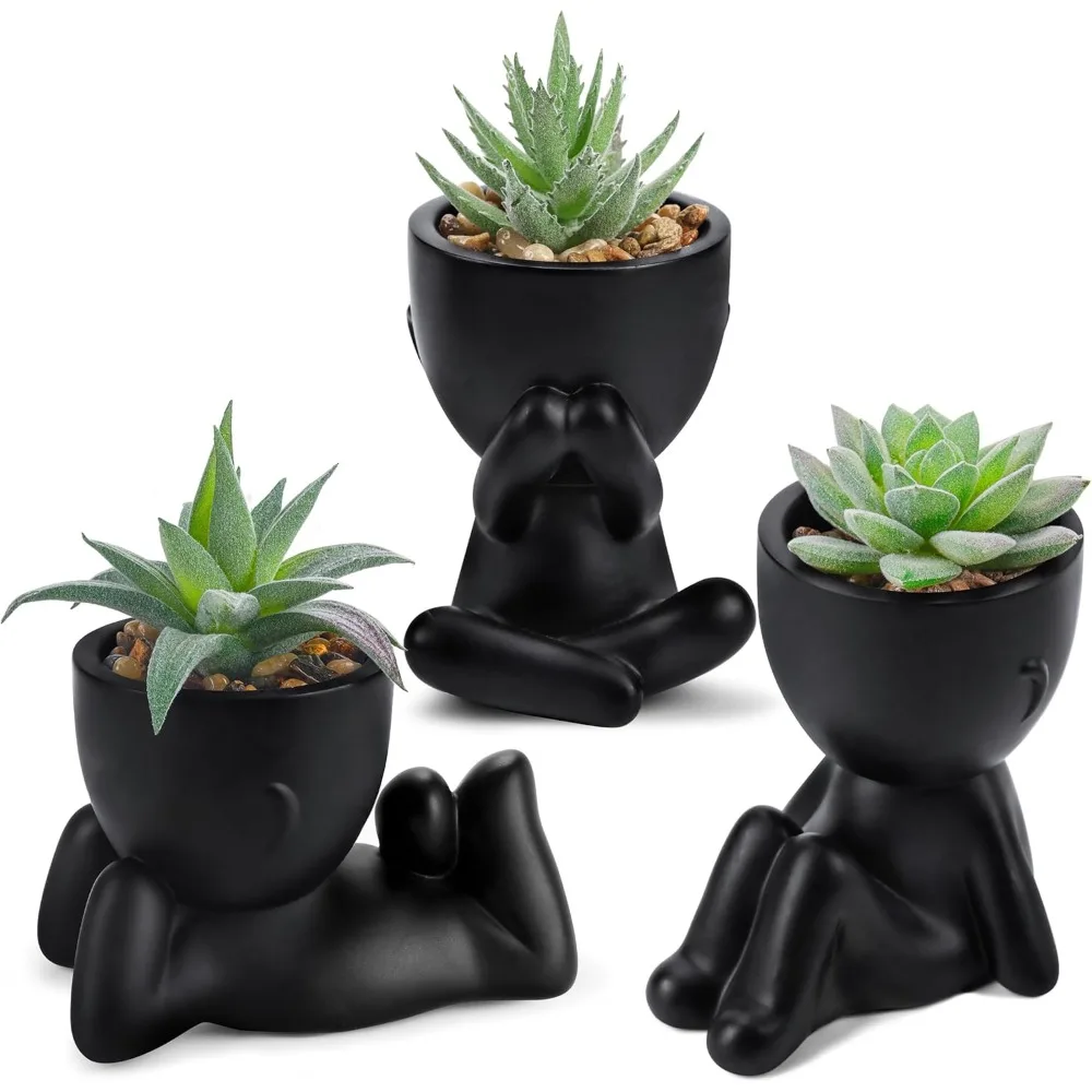 

3pcs Fake Succulents Plants Artificial, for Black Bathroom Bedroom Home Room Decor Aesthetic Indoor, Artificial Simulation Plant