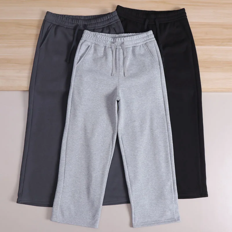 

Warm Not Bulky Loose Wide Leg Fce Lined Men's Sweatpants Japanese Sle Artistic Loose Fit Long Trousers for Men
