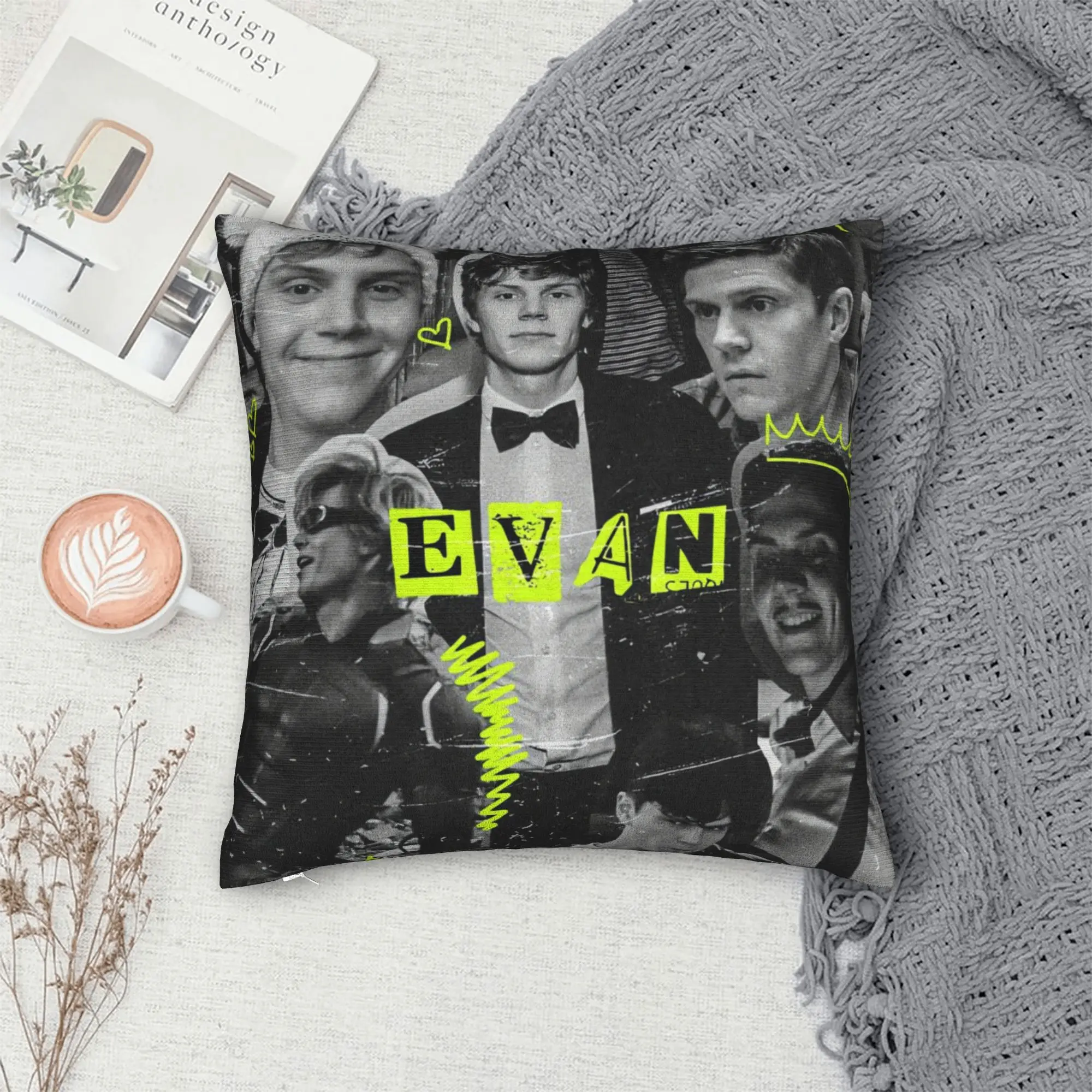 Grunge Evan Peters Dark Group Pillow Cover  Retro Trendy Pillow Case For Living Room Chair Print Pillowcases Gift