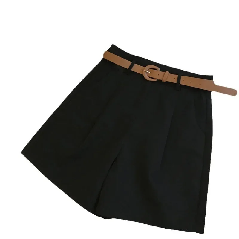 الكاكي اللون دعوى السراويل القصيرة المرأة الصيف رقيقة فضفاضة عادية واسعة الساق السراويل المتوسطة أنيقة تنوعا مستقيم خمسة أرباع السراويل