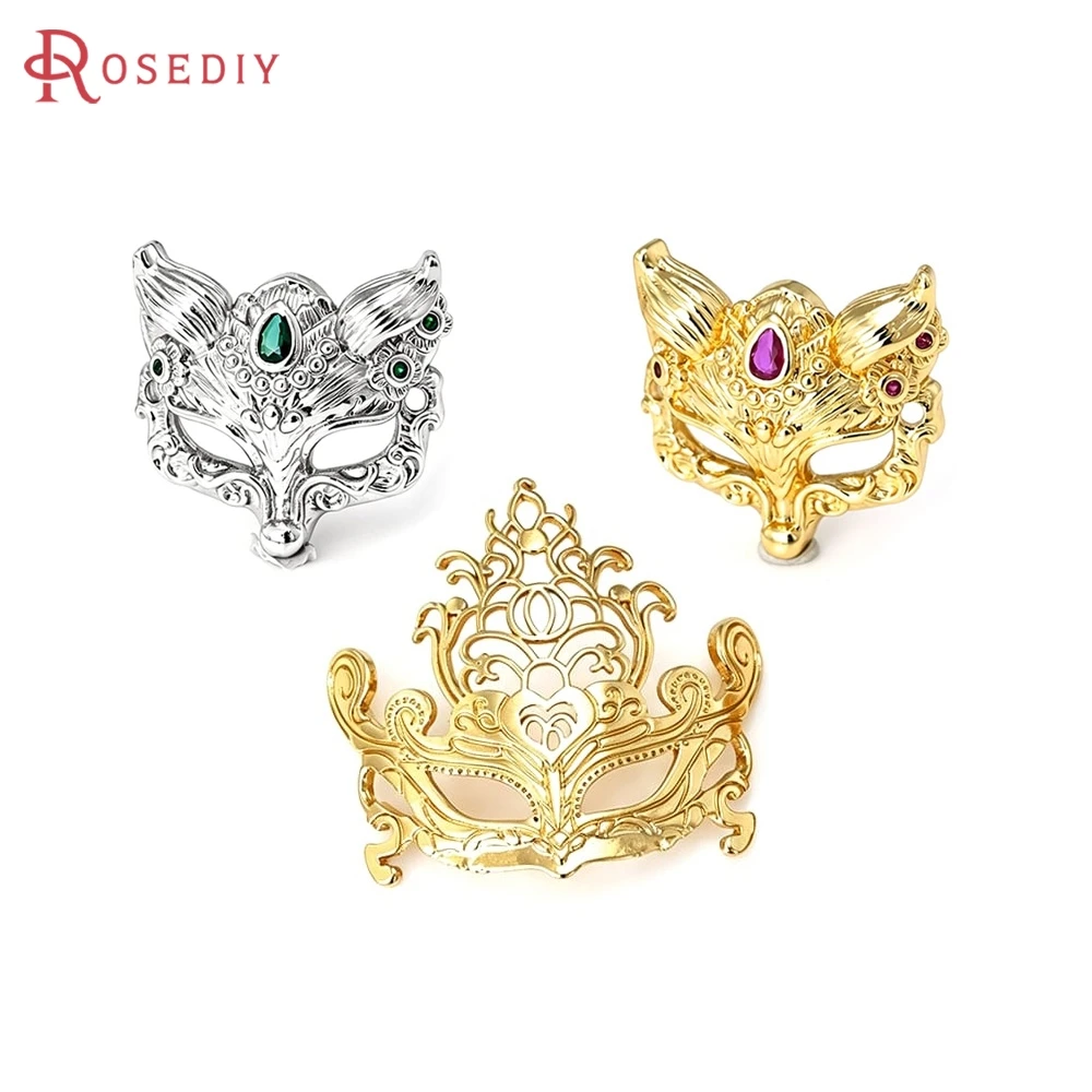 4PCS 18K Gold Color Brass and Zircon Fox Mask Charms Pendants High Quality Diy Necklace Earrings Jewelry Making Accessories