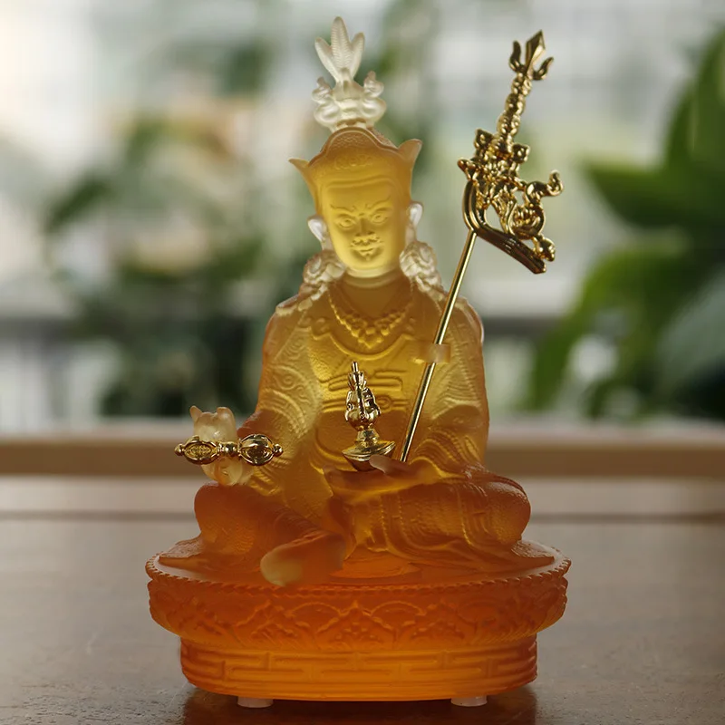 Ancient Method Glazed Lotus and Peanut Master Buddha Statue Household Home Desktop Enshrined Craft Supplies Decoration