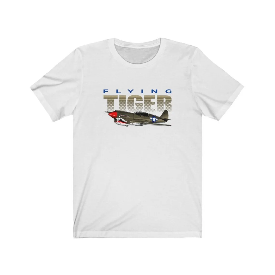 P-40 Warhawk Flying Tigers WW II Fighter Airplane T-Shirt 100% Cotton O-Neck Short Sleeve Casual Mens T-shirt Size S-3XL