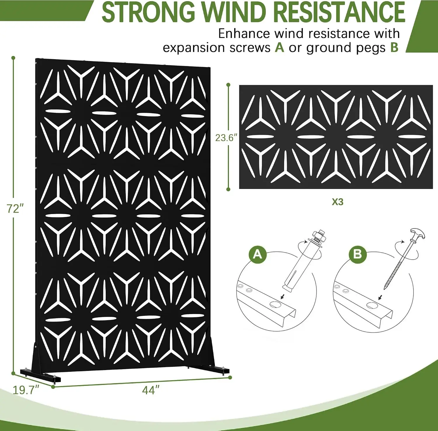 Metal Privacy Screen Outdoor 72