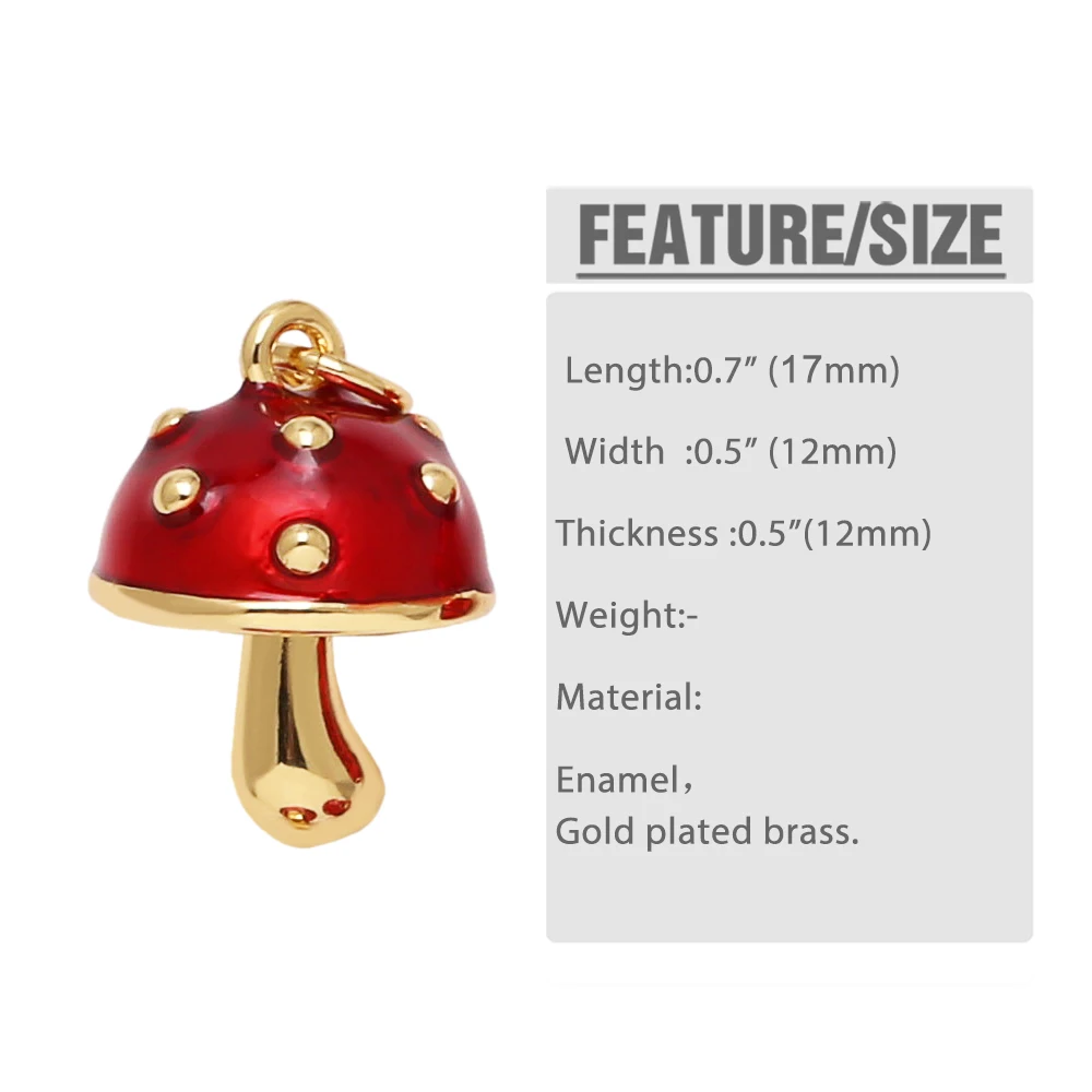 OCESRIO Trendy Red Enamel Strawberry Charms for Bracelet Copper Gold Plated Mushroom Carrot Chili accesorios de joyería chma319