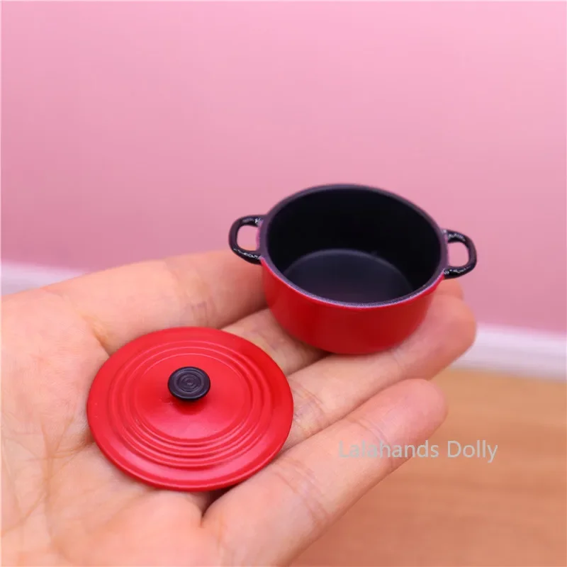 Dollhouse Mini Metal Big Soup Pot Miniature Play Model for Dollhouse Kitchen Furniture Accessories