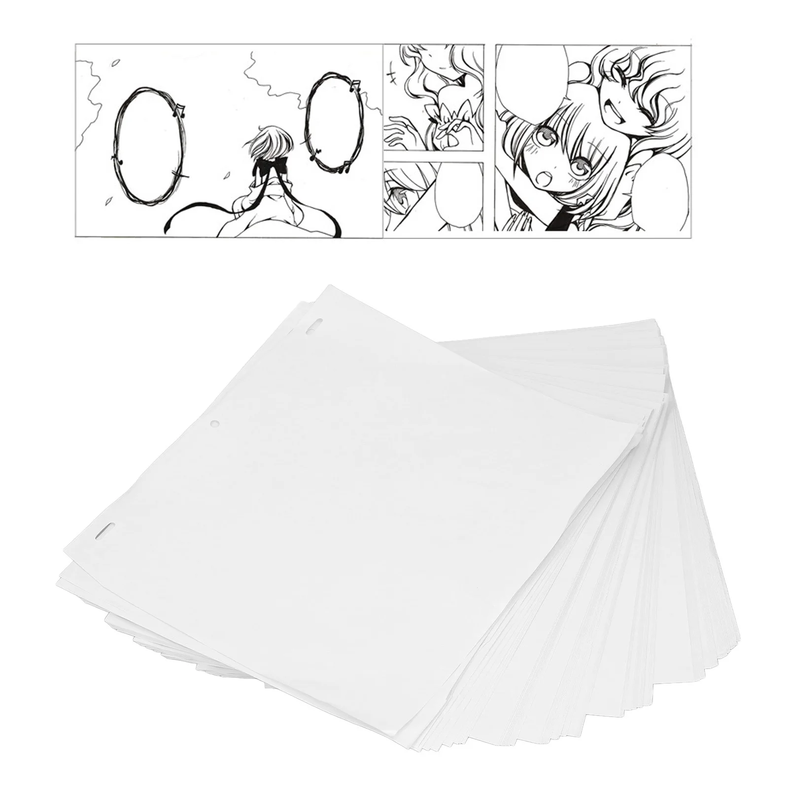 200枚-アニメーション用紙-半透明パンチング加工-良い耐久性-描画用アニメーション用品-トレース用半透明アニメーション用紙