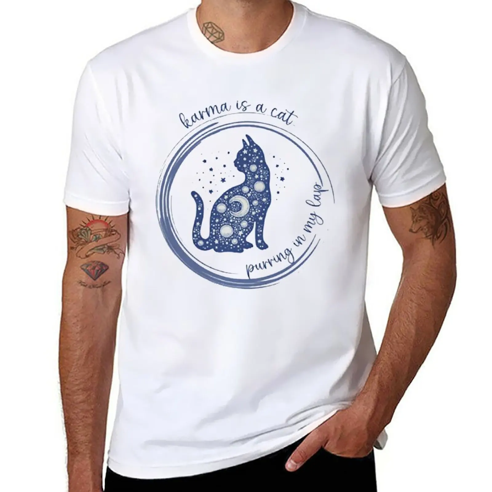 

New karma is a cat T-Shirt new edition t shirt hippie clothes boys white t shirts summer clothes Men's t-shirts