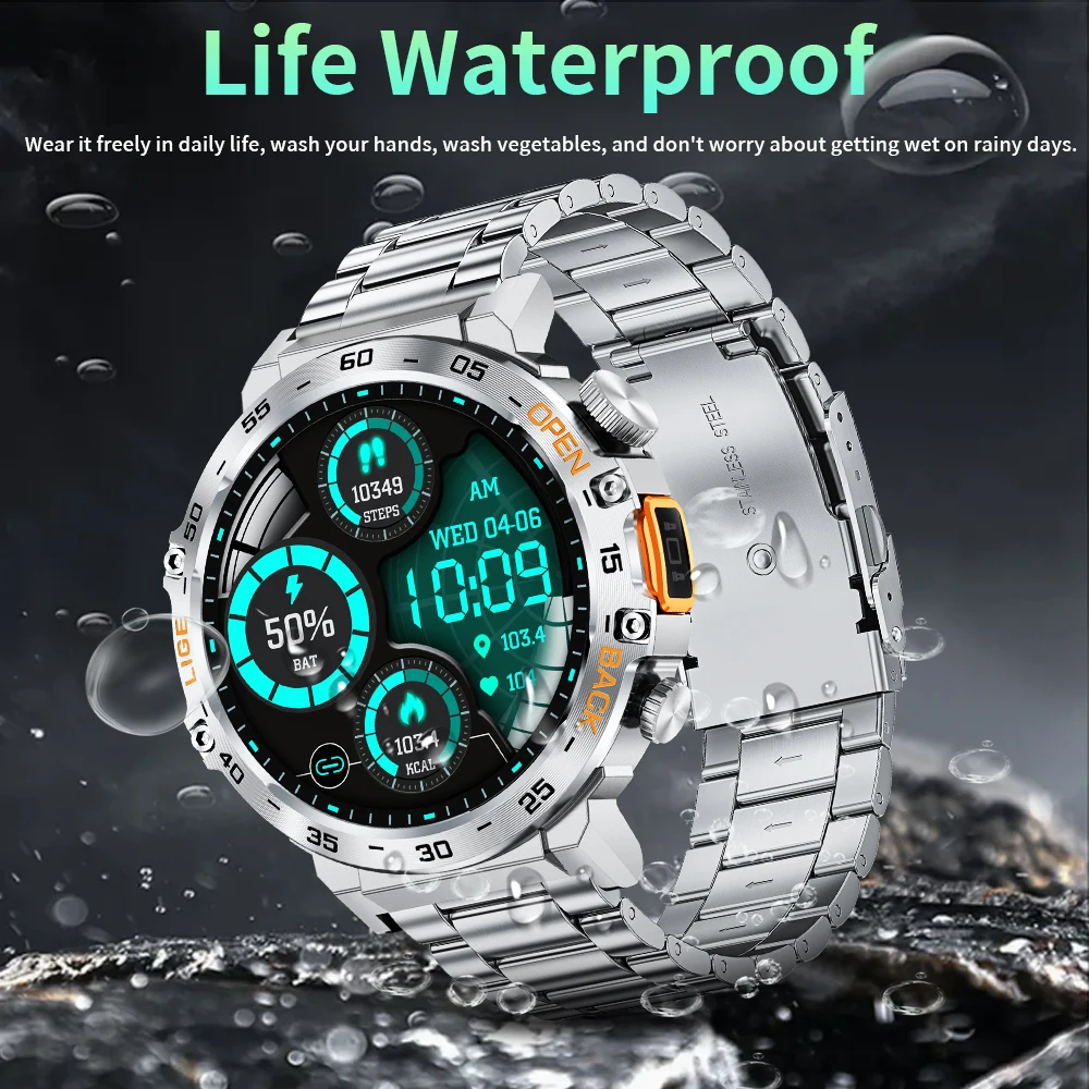

2025 New Smart Watch Men 360*360 AMOLED Smartwatch Waterproof Sports Fitness Watches Flashlight Men's Smartwatch For Andriod iOS