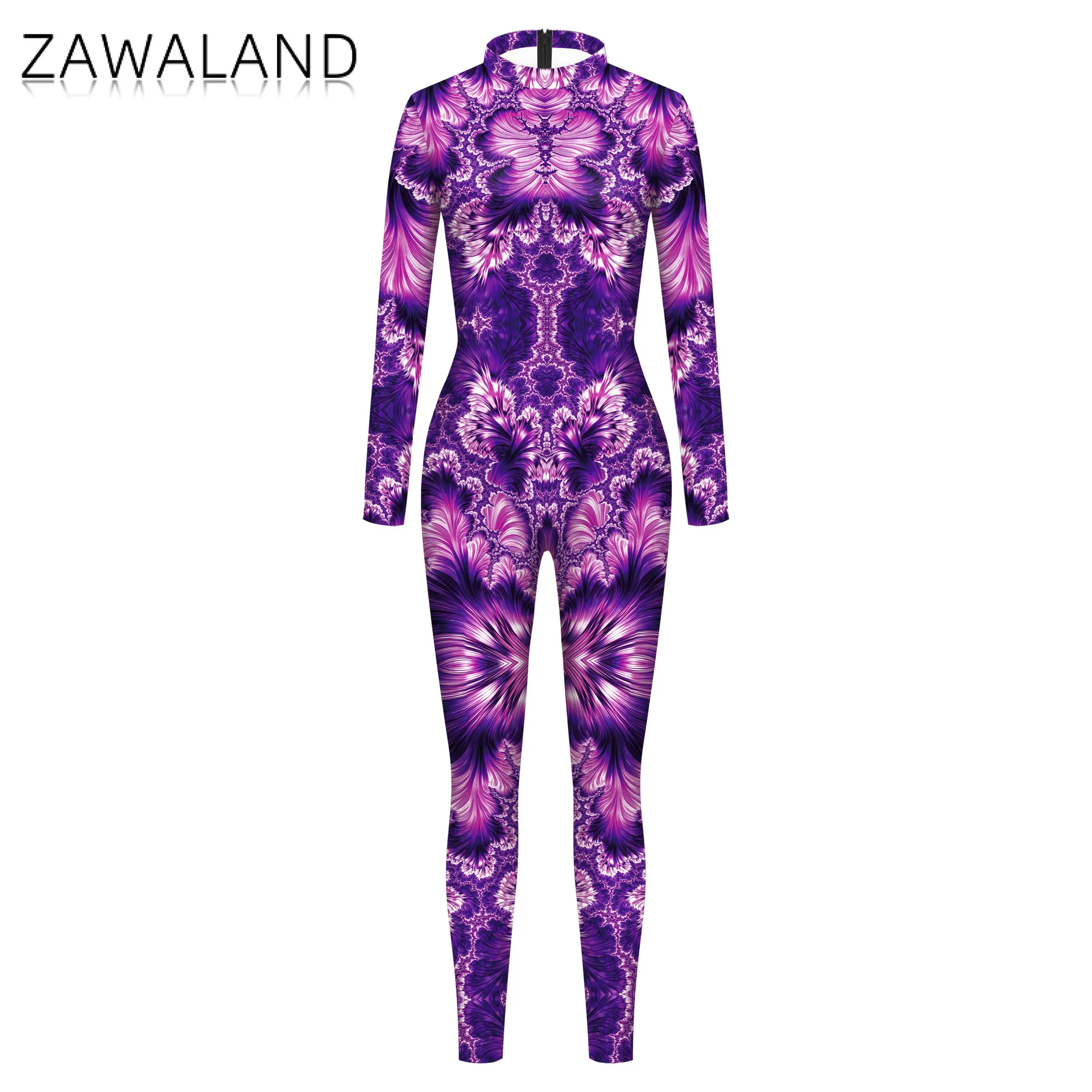 Zawaland-Costume de Cosplay Coloré pour Femme, Tenue de Festival, Catsuit artificiel astique Sexy, Zentai Imbibé, Vêtements de ixde Carnaval et de Vacances