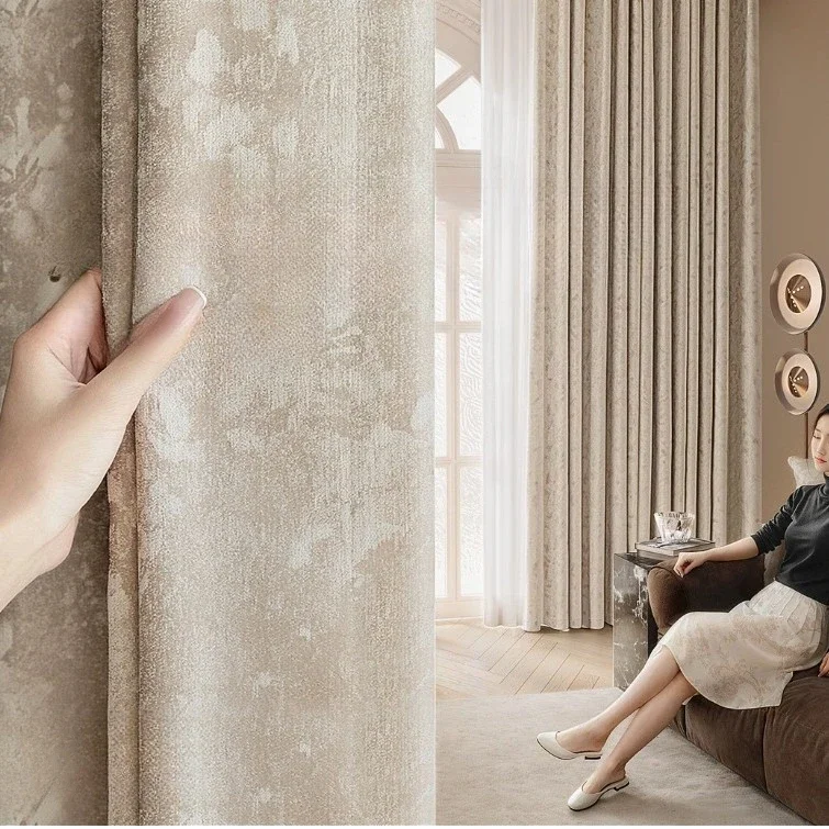 

French Retro Blackout Jacquard Curtains for Bedroom Living Room High-end Downton Abbey Chenille Light Luxury Curtain Customize