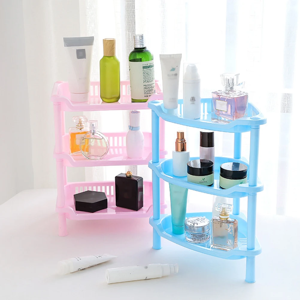 

3-Layer Detachable Storage Rack For Bathroom Kitchen Space Saving Toilet Tripod Organizer Rustproof Shelf Pink