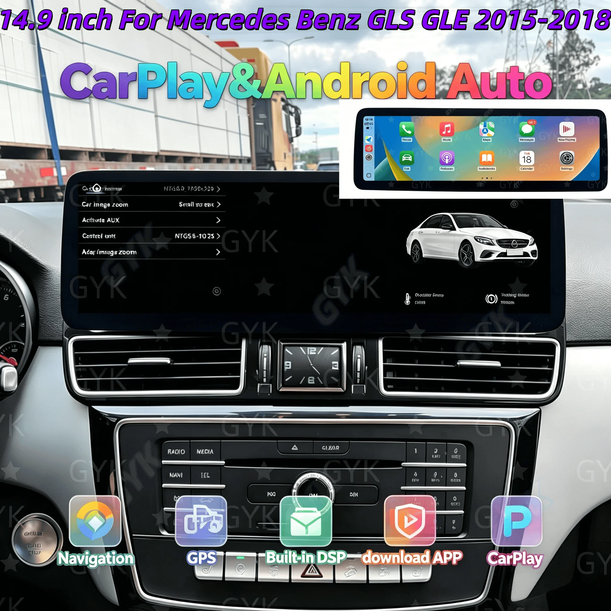 14.9" Car Radio Android For Mercedes-Benz ML GL GLE GLS W167 2015 2016 2017 2018 Multimedia Video Player GPS Navigation Carplay