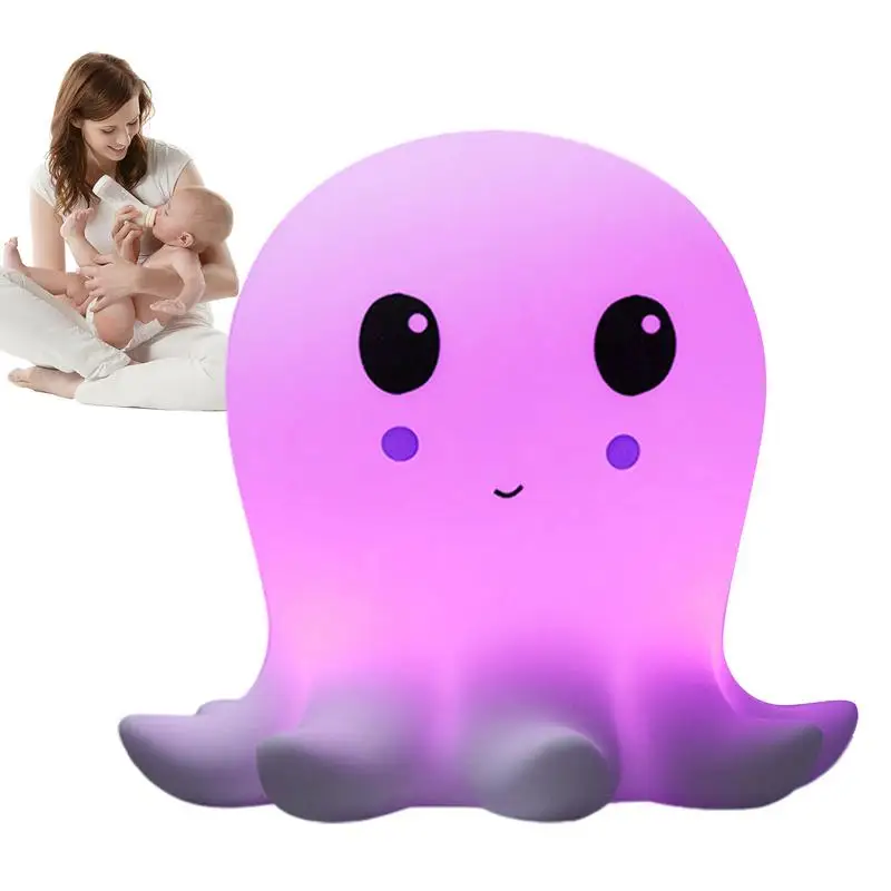 

Octopus Lamp Touch Sensor Silicone Night Light Soft Warm Baby Light Kids Night Lights Octopus Cartoon Bedside LED Lamp Battery