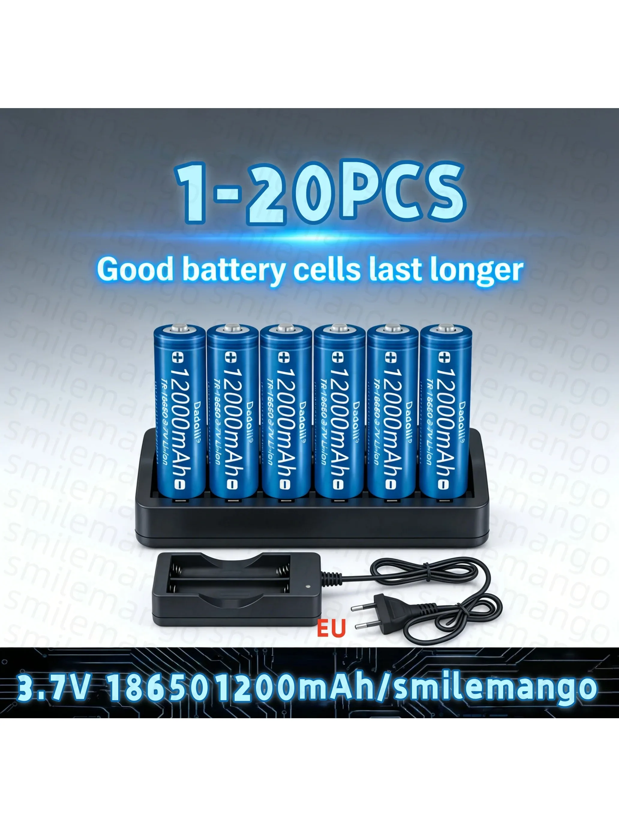 Akumulator litowy 18650 z wypukłym biegunem, 12000mAh, z ładowarką, do latarki, zabawek i zdalnego sterowania. — 2