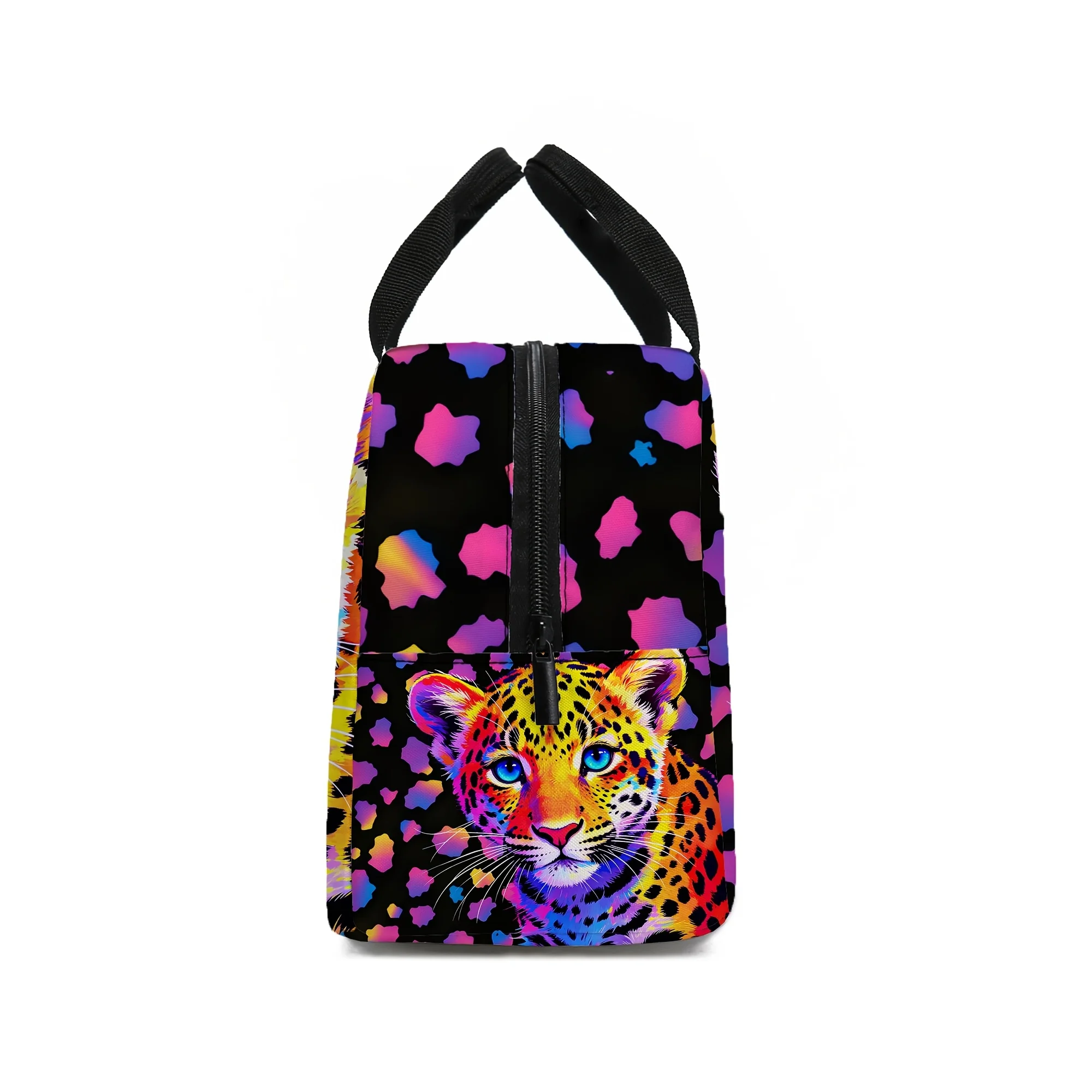 Insulated Lunch Bags Suitable for Work Travel Picnics Leopard Print Totes with Zipper Closure Machine Washable Cooler Boxes