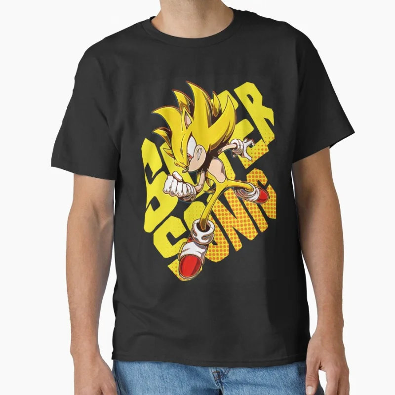 

SUPER SONIC Shadow the Hedgehog Gift T shirt for man Large size Tops Anime Graphic Print Y2k Clothes Cartoon Tee