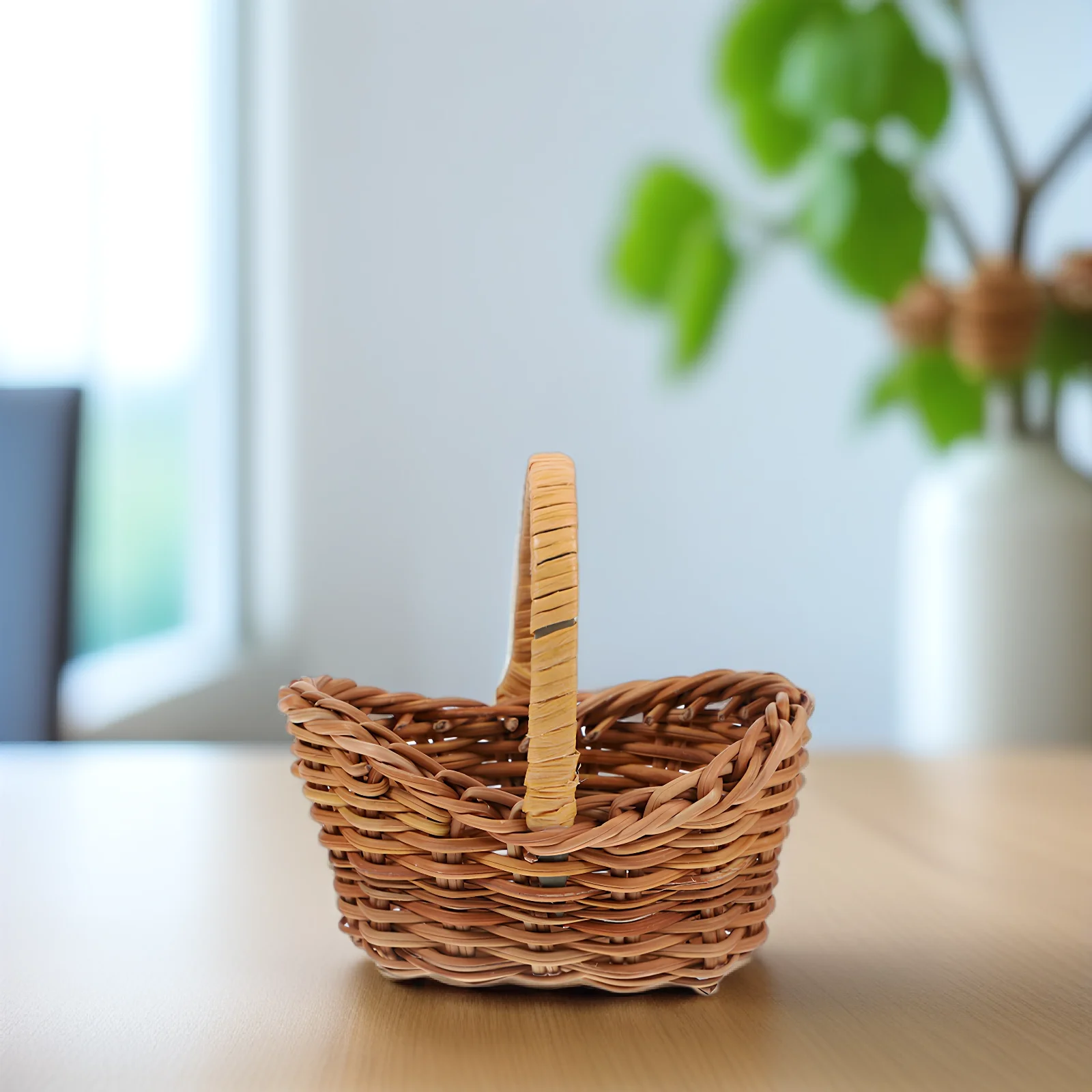 

2pcs Mini Woven Baskets Rustic Small Flower Basket For Table Decor Wedding Party Garden Home Storage Basket Handheld Rattan