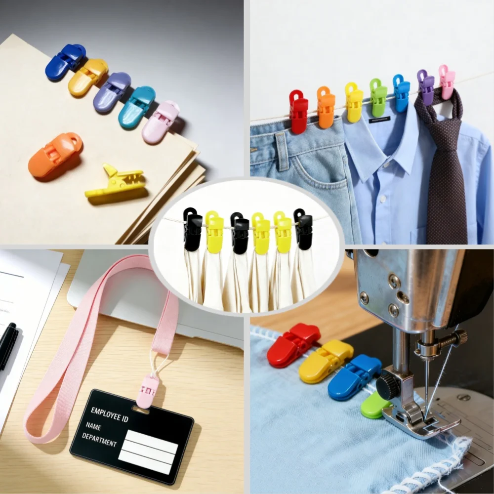 10-100 قطعة من مشابك RoYishi البلاستيكية الملونة متعددة الأغراض، مشابك ثابتة سميكة لاستخدام المطبخ والمكتب والخياطة