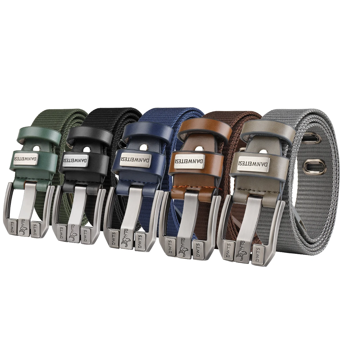Men Adjustable Pin Buckle Belt,  Wear-resistant Breathable Multi-color Belt for Daily Outdoor Work, Match Jeans & Cargo Pants